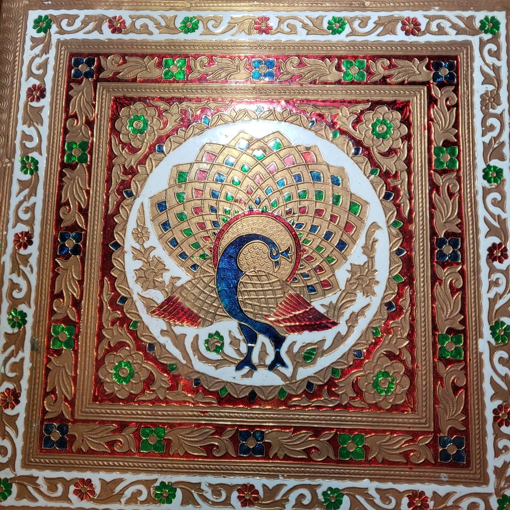 Wooden Meenakari Mukhwas Box Dry Fruit Box 10”x 10”. - Picture 5 of 8